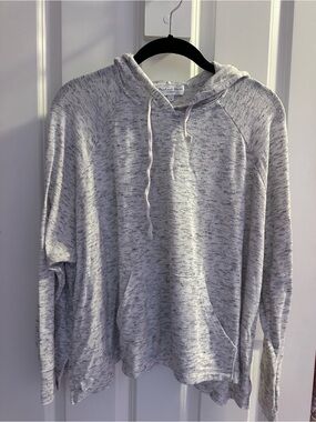 Michael Stars Heathered Light Gray Drawstring Hoodie